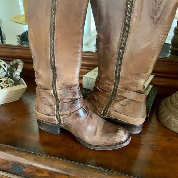 Freebird by Steven Irish leather Boots Distressed harness Western $295 Size 7 - Picture 4 of 10